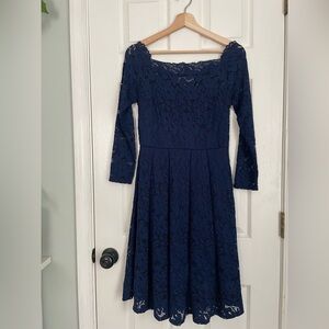 Miss May stretch lace dress in Navy